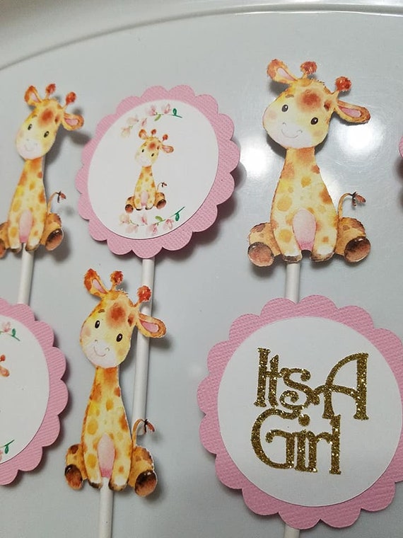 Giraffe Cupcake Toppers Giraffe Girl Baby Shower Giraffe It s a