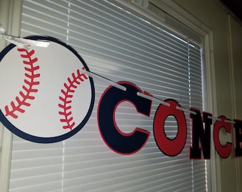 Baseball banner, baseball birthday party, baseball happy birthday banner, home run, baseball birthday, concessions banner