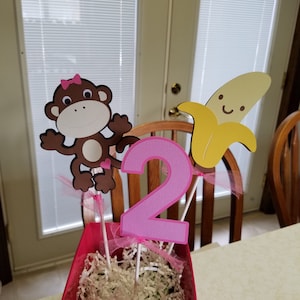 Monkey centerpiece, Monkey birthday, Monkey shower, monkey centerpiece sticks.