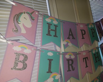 Unicorn banner, Unicorn birthday banner, Unicorn decorations, Unicorn party, Unicorn