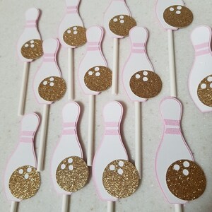 Bowling birthday cupcake toppers, bowling pin cupcake, Bowling party, Bowling ball party decorations, bowling party, bowling pin decor