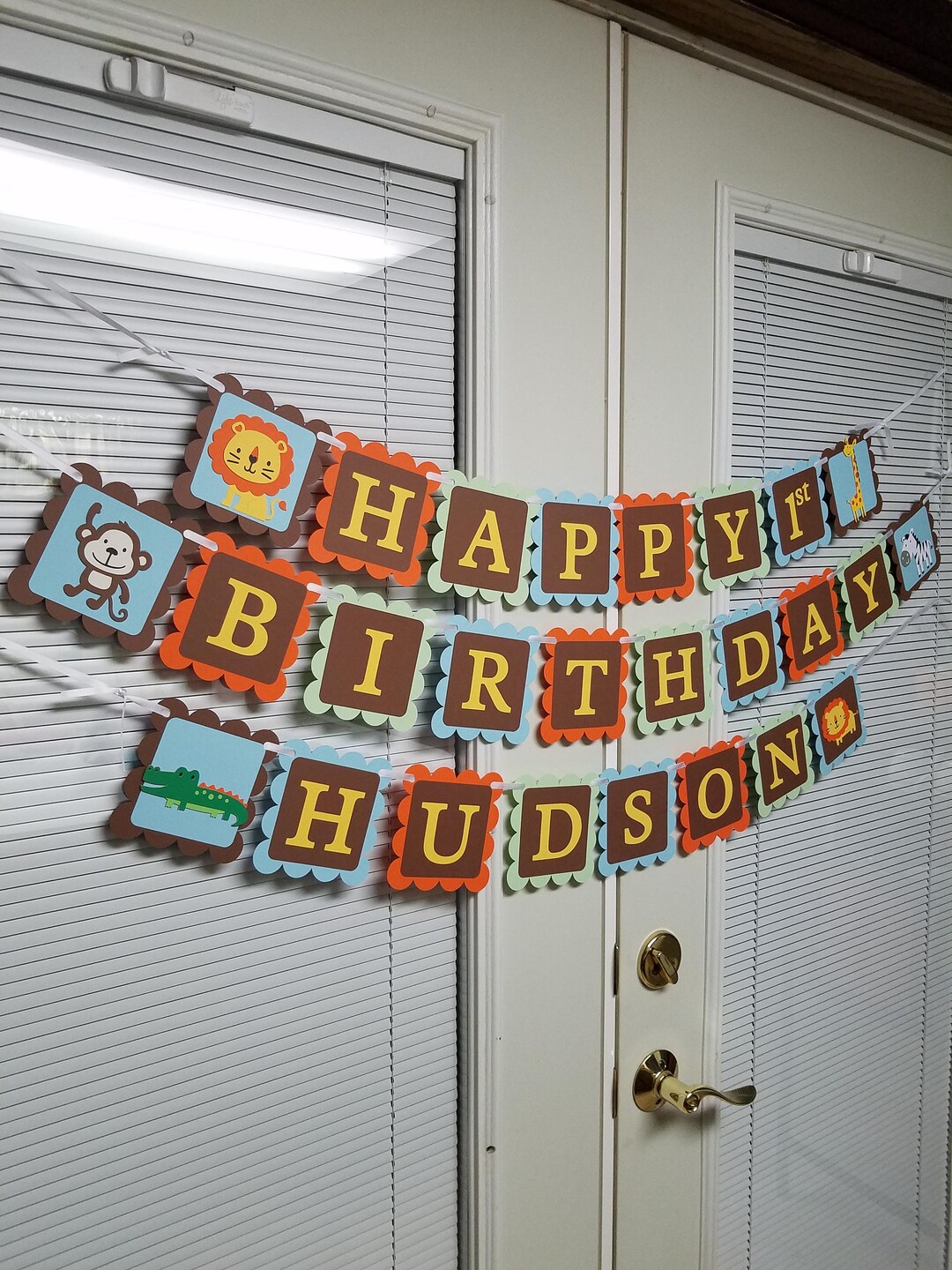thumbnail image 2 of Personalised Boy Safari Birthday Party Decorations Set – Invite, Banner, Sign, Stickers, Wrapping Paper 2 of 6