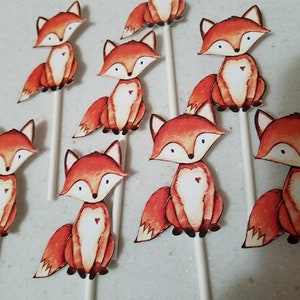 Fox cupcake toppers, woodland cupcake toppers, fox baby shower