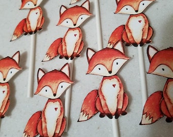 Fox cupcake toppers, woodland cupcake toppers, fox baby shower