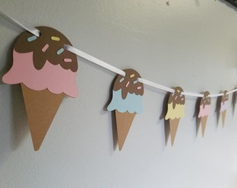 Ice cream garland, ice cream party, ice cream party decorations, ice cream banner, ice cream birthday, ice cream decorations, ice cream cone