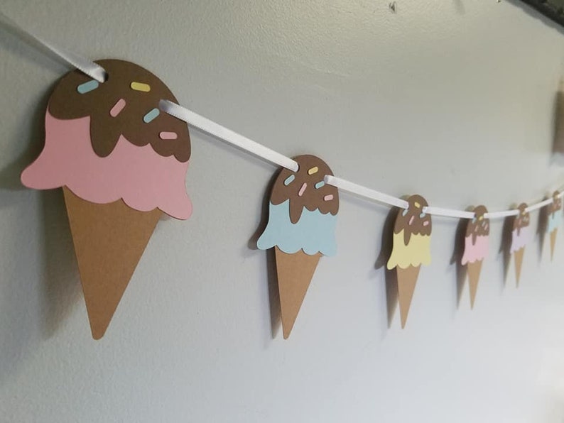 Ice cream garland, ice cream party, ice cream party decorations, ice cream banner, ice cream birthday, ice cream decorations, ice cream cone image 1