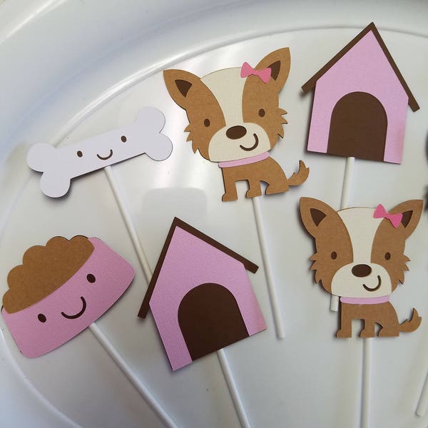 Puppy cupcake toppers, dog cupcake toppers, puppy party, puppy birthday