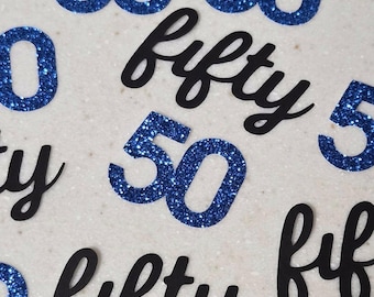 50th birthday, 50th birthday confetti, glitter number confetti, age confetti