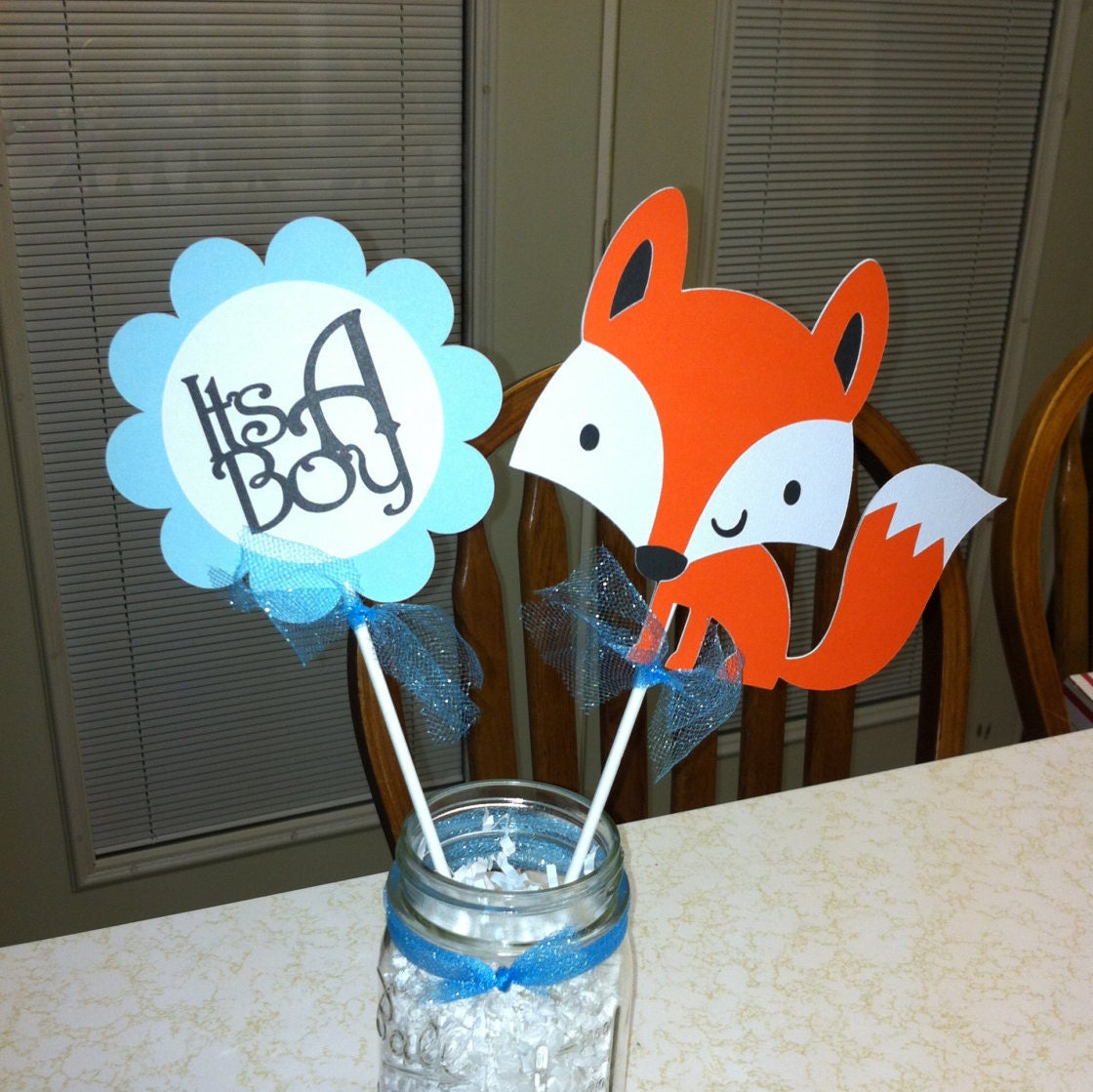 Fox Its A Boy Centerpiece Fox Baby Shower Fox Centerpiece Etsy