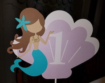 Mermaid cake topper, Little mermaid cake topper, mermaid birthday, mermaid banner, mermaid centerpiece