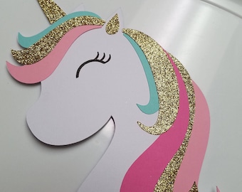 Glittery Unicorn Cake Topper, Birthday Party Decoration
