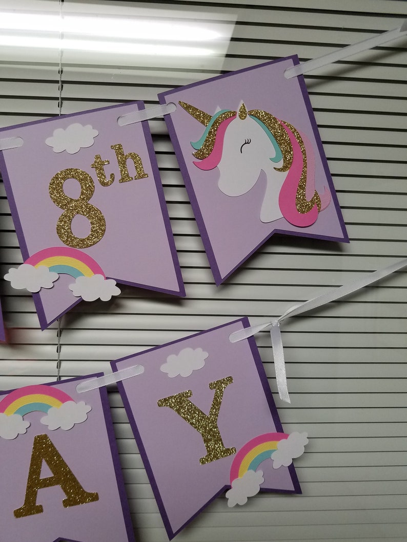 Unicorn banner, Unicorn birthday banner, Unicorn decorations, Unicorn party, Unicorn image 2