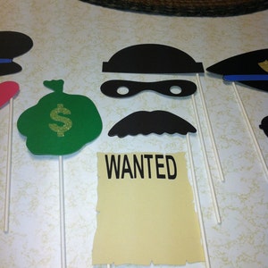 Cops and Robbers photo prop sticks, police prop sticks, burglar prop sticks, photo prop sticks