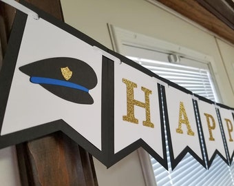 Police banner, police retirement party, police retirement, retirement party, police birthday party, police party
