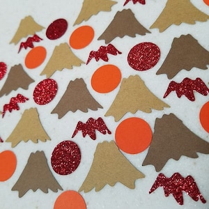 Volcano confetti, lava confetti, volcano lava birthday party, volcano decorations, volcano