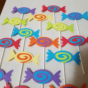 Candy cupcake toppers, 1 dozen per order,  Candy decorations, candy cutouts, candy decorations, candy birthday party