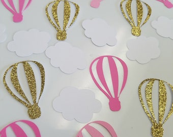 Hot air balloon confetti, Hot air balloon table scatter, cloud confetti  Hot air balloon decorations, hot air balloon party