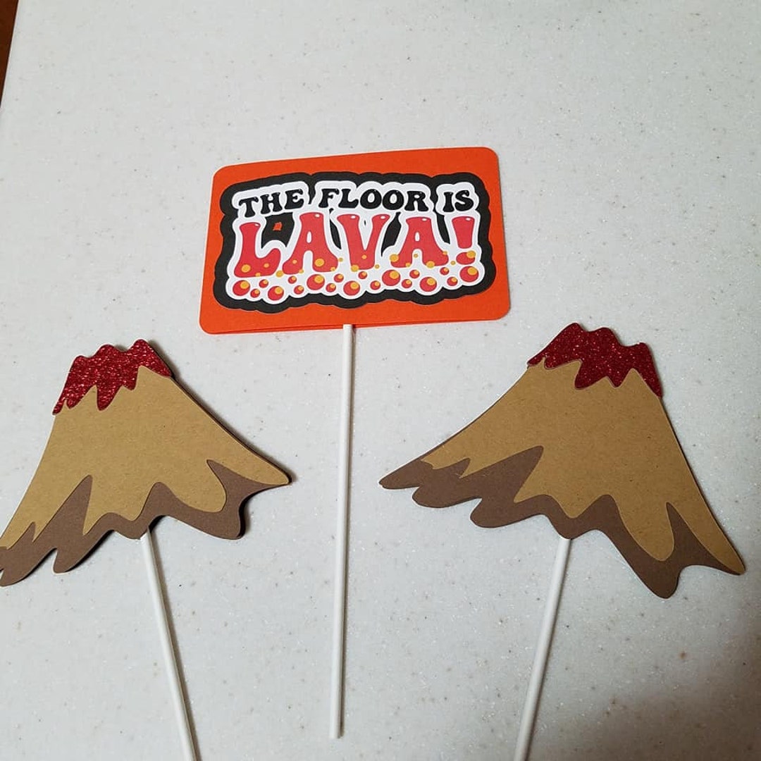 Volcano Centerpiece Sticks, Lava Birthday Party, Volcano Birthday, Lava