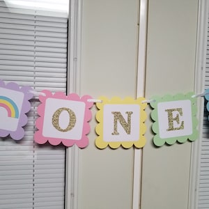 Rainbow banner, rainbow one banner, rainbow highchair banner, rainbow birthday, rainbow party decorations