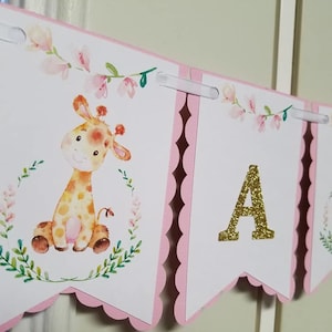 Giraffe banner, Giraffe baby shower, Giraffe it&#39;s a girl, Giraffe decorations, girl giraffebanner, Giraffe party, giraffe its a girl