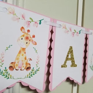 Giraffe banner, Giraffe baby shower, Giraffe it's a girl, Giraffe decorations, girl giraffebanner, Giraffe party, giraffe its a girl