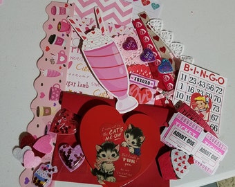 Love junk journal kit , 25 piece Mystery Junk journal kit, junk journal embellishments, Valentine junk journal kit