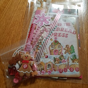 Gingebread man junk journal kit, gingerbread mystery kit, gingerbread scrapbook supplies, gingerbread  ephemera