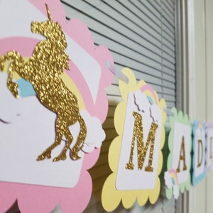 Pancarta de unicornio, cumpleaños de unicornio, fiesta de unicornio, pancarta de arco iris de unicornio, decoraciones de fiesta de unicornio imagen 4