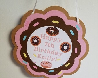 Donut door hanger, donut sign, donut party, donut birthday party, donut grow up, donut birthday, donut decorations, donut favors