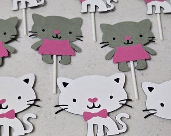 Cat cupcake toppers, Kitty cupcake toppers, Cat party decorations