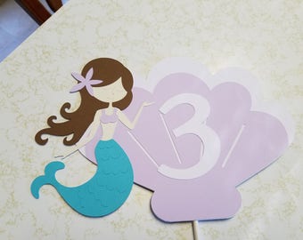 Mermaid cake topper, Little mermaid cake topper, mermaid birthday, mermaid banner, mermaid centerpiece