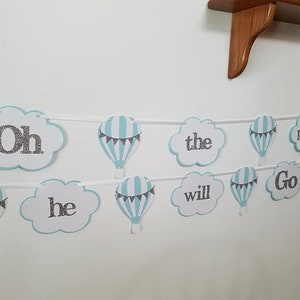 Hot air balloon banner, Hot air balloon baby shower,  Hot air balloon decorations, hot air balloon party, hot air balloon birthday