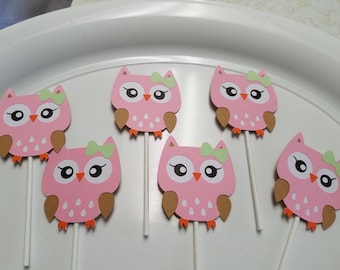 owl cupcake toppers, owl baby shower, owl birthday, owl party, owl centerpiece