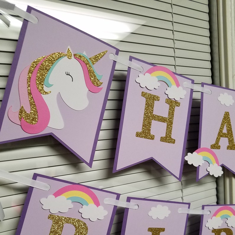 Unicorn banner, Unicorn birthday banner, Unicorn decorations, Unicorn party, Unicorn image 1