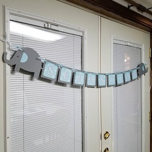 Elephant banner, elephant baby shower, elephant name banner, elephant decorations, girl elephant banner, elephant party, elephant its a girl