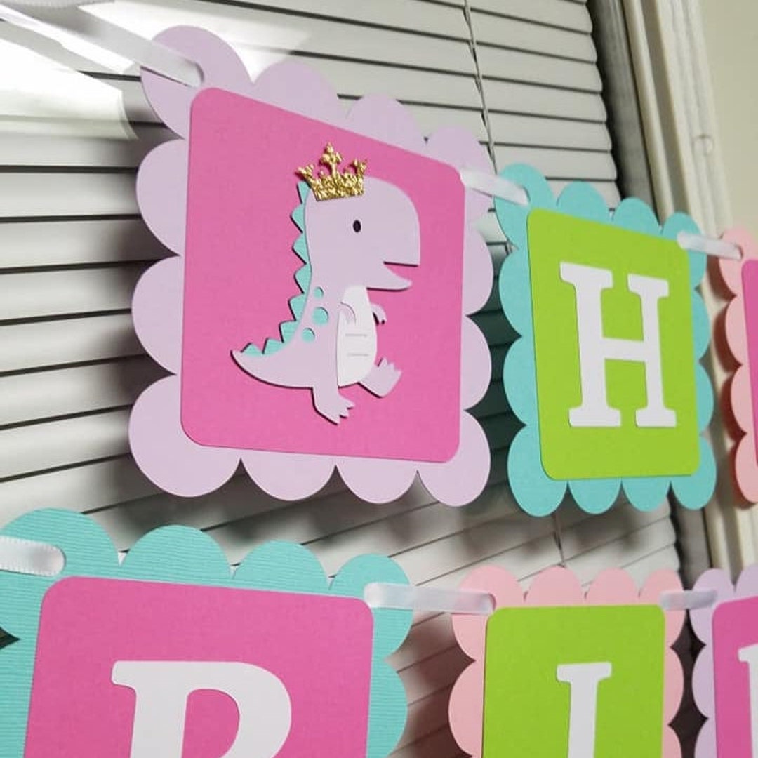 Dinosaur Banner, Dinosaur Princhess Banner, Girl Dinosaur Banner ...