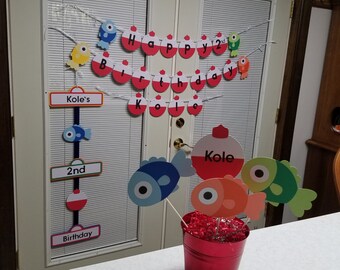 fish banner, fish party package, fish party, fish birthday banner, fishing banner, fishing party, fishing centerpiece