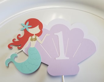 Mermaid cake topper, Little mermaid cake topper, mermaid birthday, mermaid banner, mermaid centerpiece