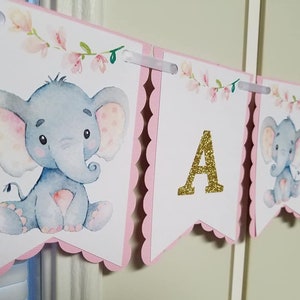 Elephant banner, elephant baby shower, elephant it's a girl, elephant decorations, girl elephant banner, elephant party, elephant its a girl