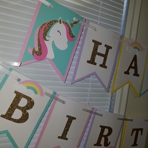 Unicorn Banner/ Unicorn Happy Birthday Banner/ Unicorn party decorations, Unicorn birthday sign, Unicorn Birthday image 3