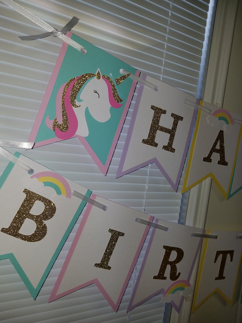 Unicorn Banner/ Unicorn Happy Birthday Banner/ Unicorn party decorations, Unicorn birthday sign, Unicorn Birthday image 3