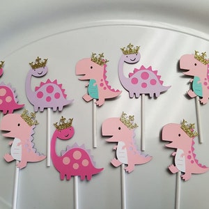 Dinosaur cupcake toppers princess dinosaur party, dinosaur birthday, girly dinosaur, pastel dinosaurs, dinosaur