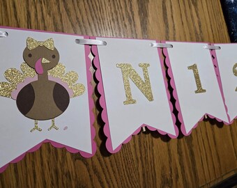 Turkey banner, little turkey banner, thanksgiving 1st birthday, Thanksgiving banner, Turkey birthday banner, 1st birthday banner, turkey