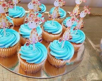 Giraffe Cupcake Toppers, Baby Shower Party Decorations, Ready to Ship