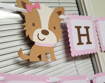 Puppy banner, puppy birthday party, puppy highchair banner, puppy party package, puppy party decorations, dog centerpiece, dog party