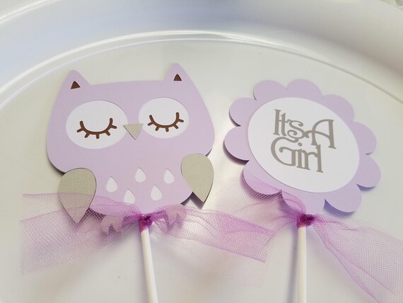 Owl Baby Shower Centerpiece Sticks Owl Its A Girl Owl Etsy