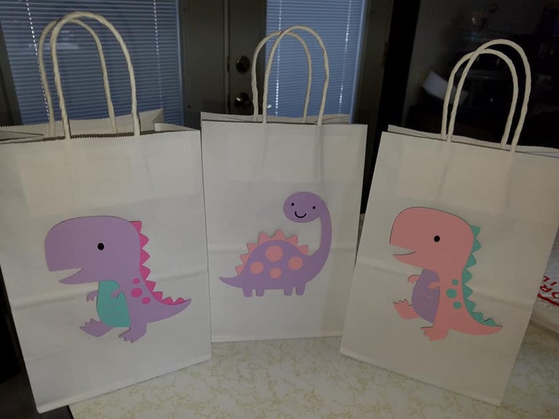 dinosaur Dinosaur party favor bags princess dinosaur party pastel dinosaurs dinosaur treat bags dinosaur birthday girly dinosaur