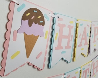 Ice cream birthday banner, Ice cream decorations,  Ice cream banner, Ice cream party, Ice cream sprinkle party