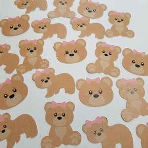 Bear confetti, teddy bear confetti, girl teddy bear confetti, girl teddy bear party decorations, girl bear baby shower decorations