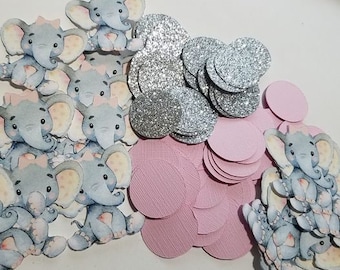 Elephant confetti, Elephant, elephant baby shower, elephant it's a girl, elephant decorations, girl elephant decorations, elephant party